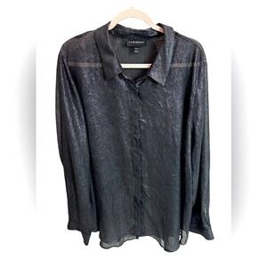 Lane Bryant Women’s Plus Button-Down Silver Shimmer Glitter Dress Size 26